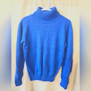 Womens Vintage Blue Knit Collared Sweater Long Sleeve Cliffside Size Medium